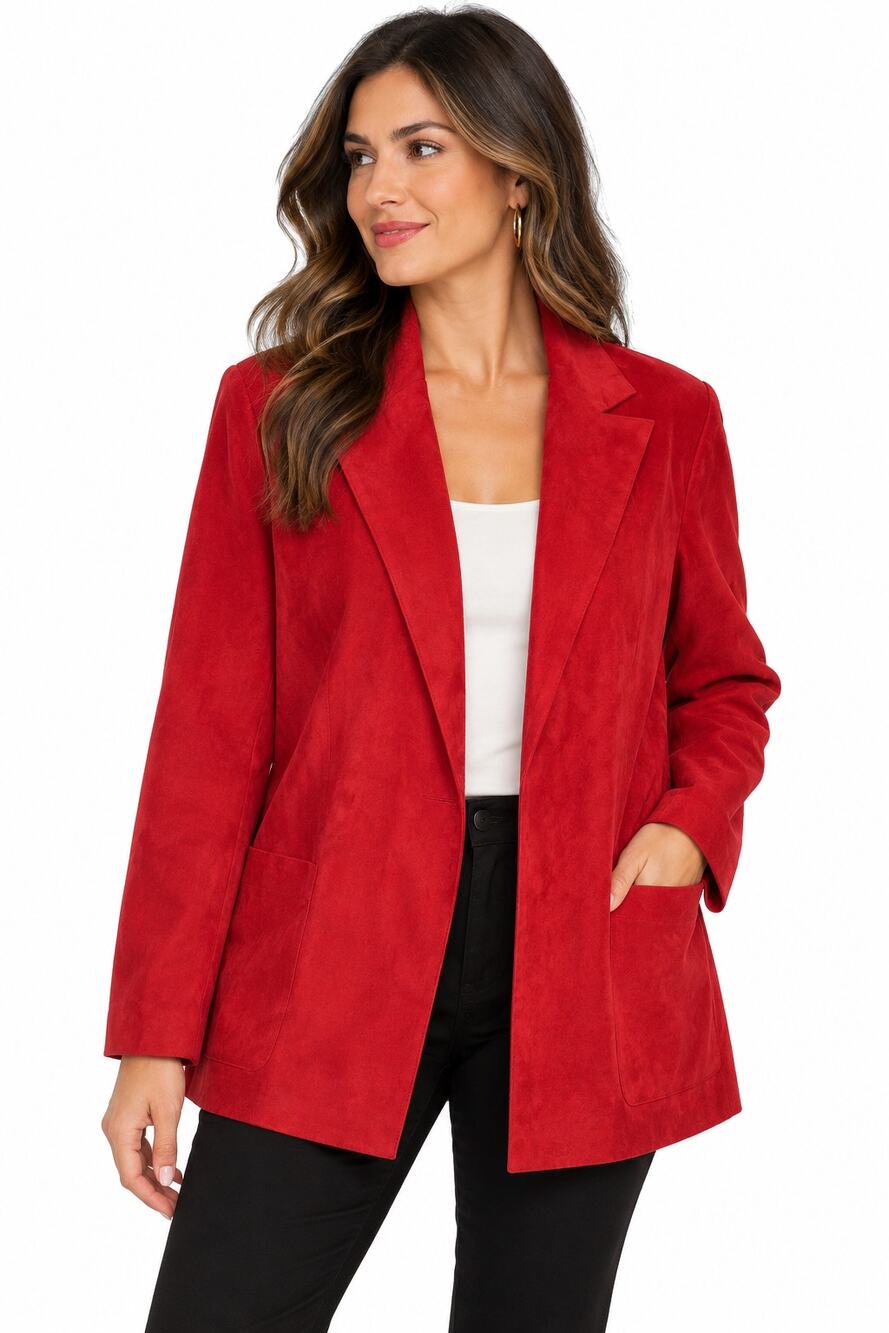 DR163 Presice red fux suede jacket size 2 XL great for work